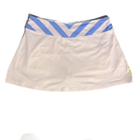 Pure Lime Tennis Skort- S white , blue white trim , polyester spandex - Picture 2 of 5